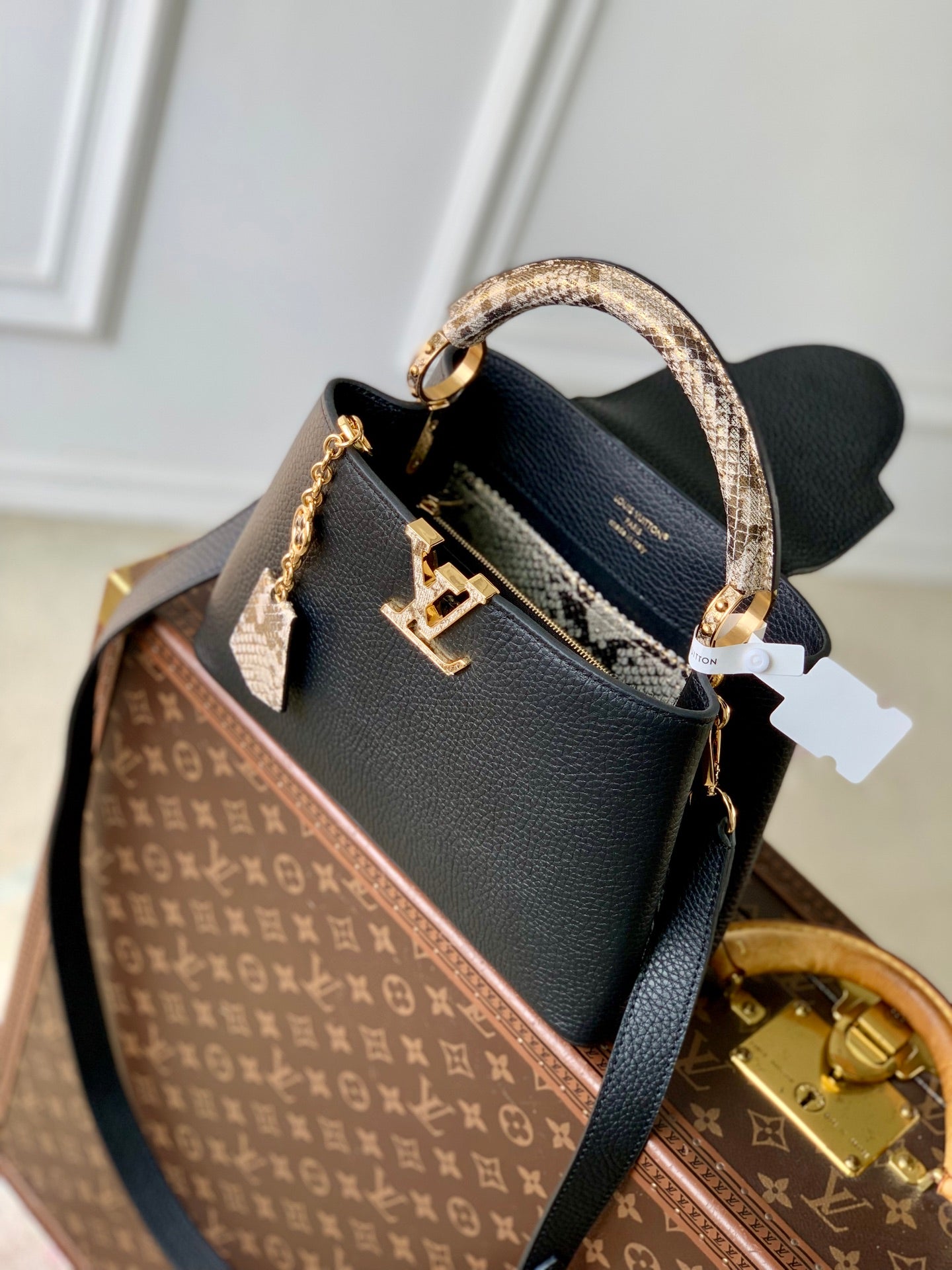 Louis Vuitton Capucines BB Bag, N89369 In Black Taurillon Leather