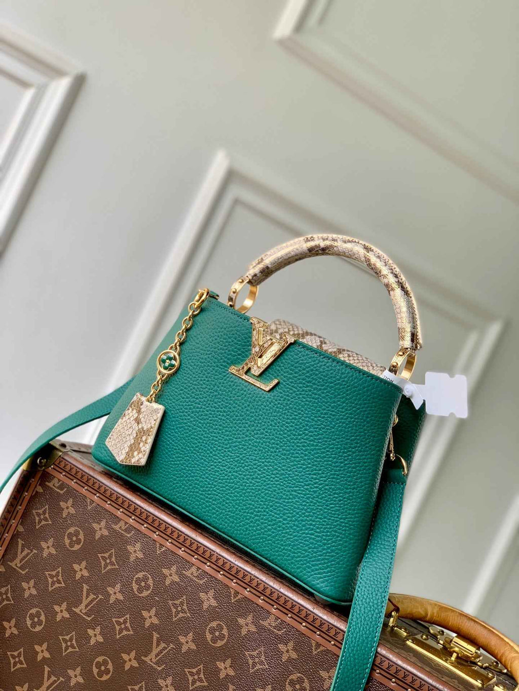 Louis Vuitton Capucines BB Bag, N89369 In Green Taurillon Leather