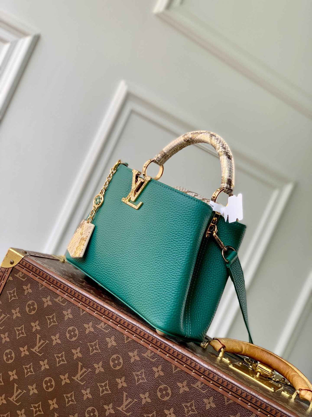 Louis Vuitton Capucines BB Bag, N89369 In Green Taurillon Leather