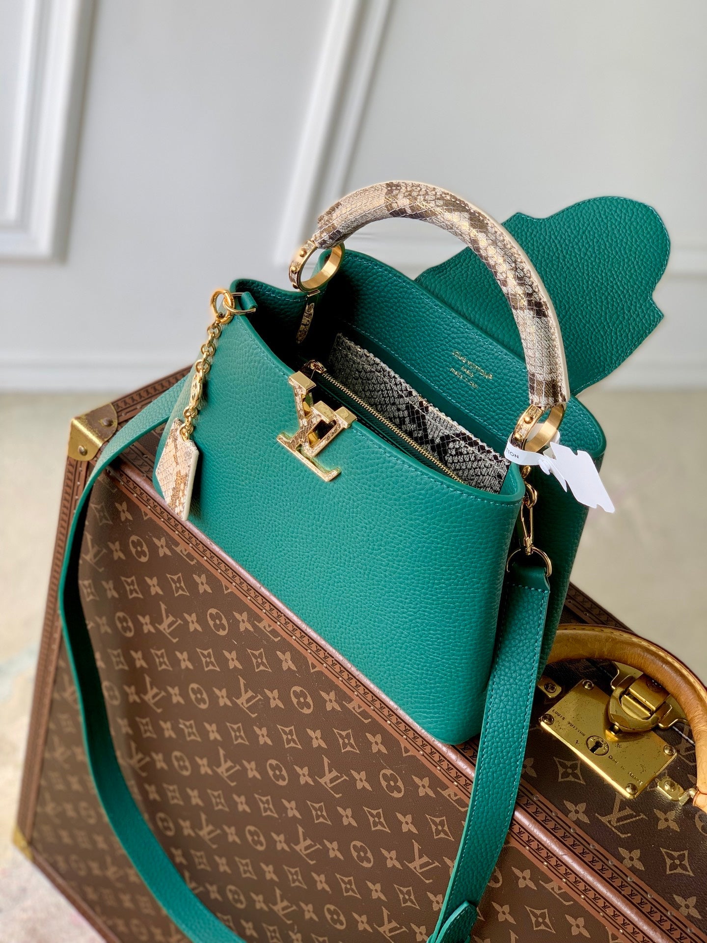Louis Vuitton Capucines BB Bag, N89369 In Green Taurillon Leather