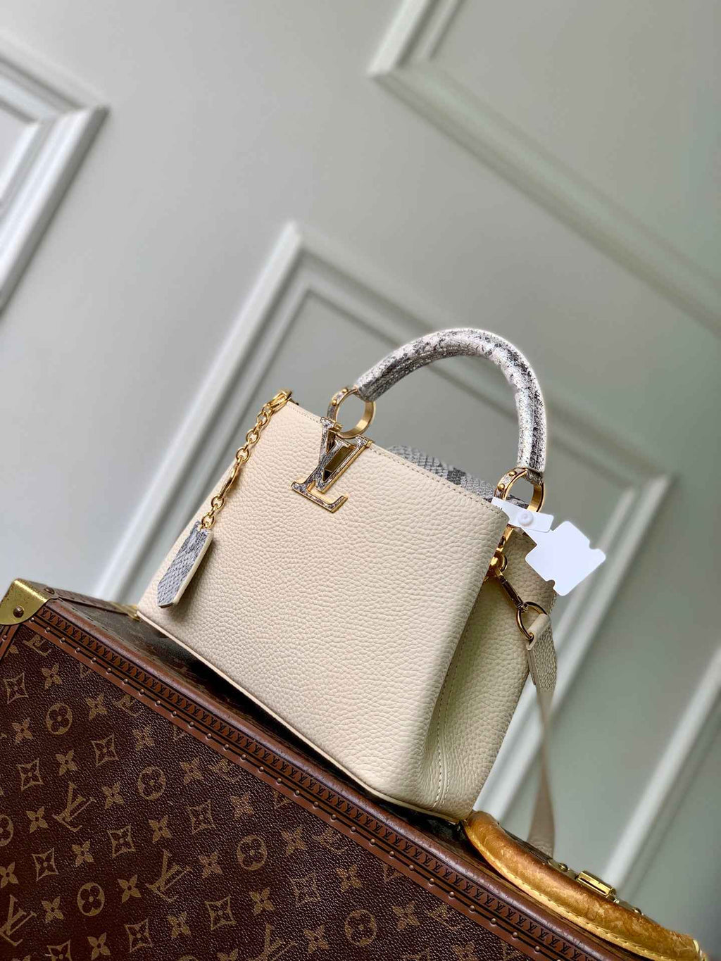 Louis Vuitton Capucines BB Bag, N89369 In Beige Taurillon Leather