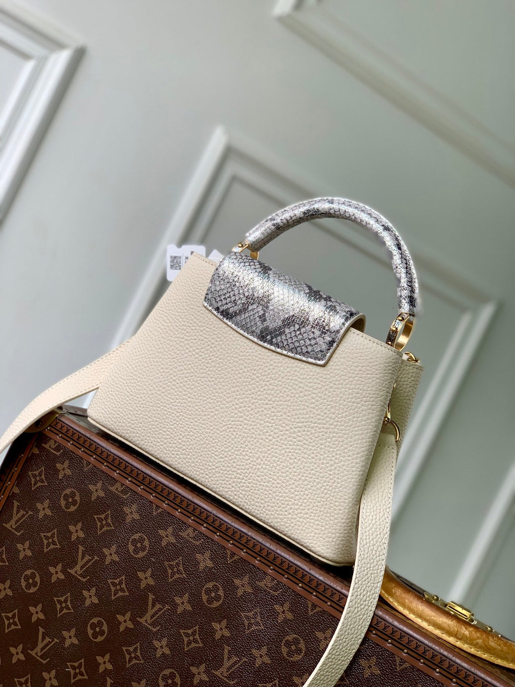 Louis Vuitton Capucines BB Bag, N89369 In Beige Taurillon Leather