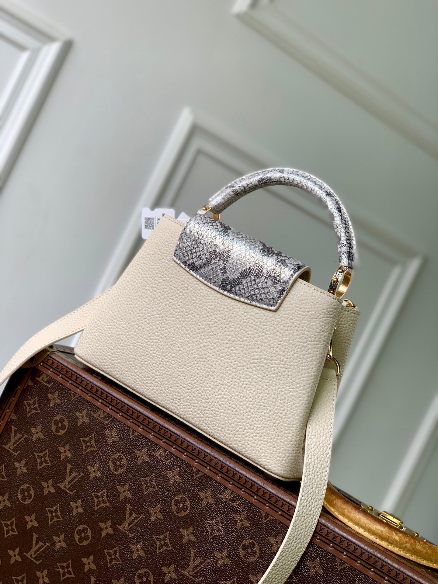 Louis Vuitton Capucines BB Bag, N89369 In Beige Taurillon Leather