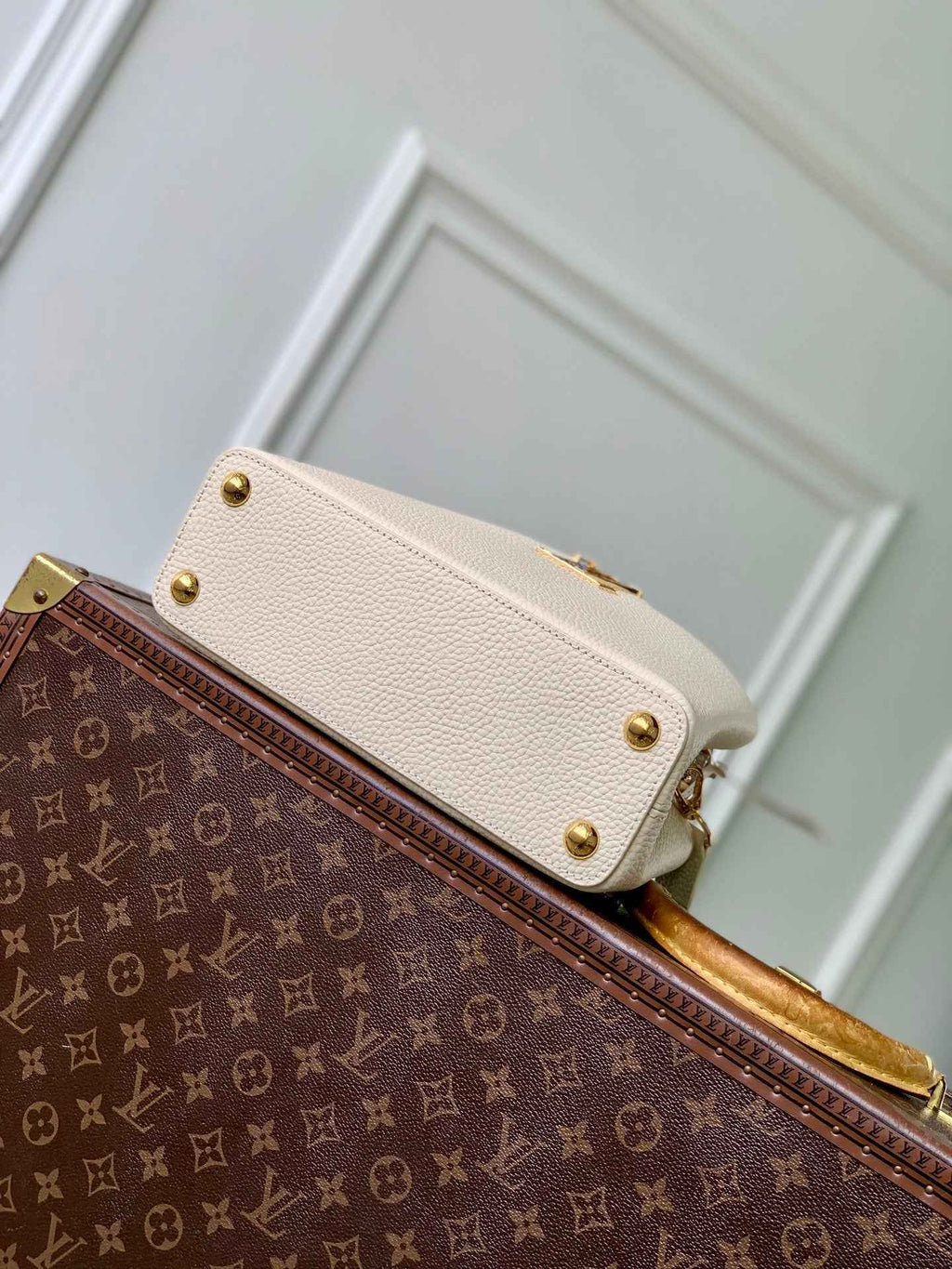 Louis Vuitton Capucines BB Bag, N89369 In Beige Taurillon Leather