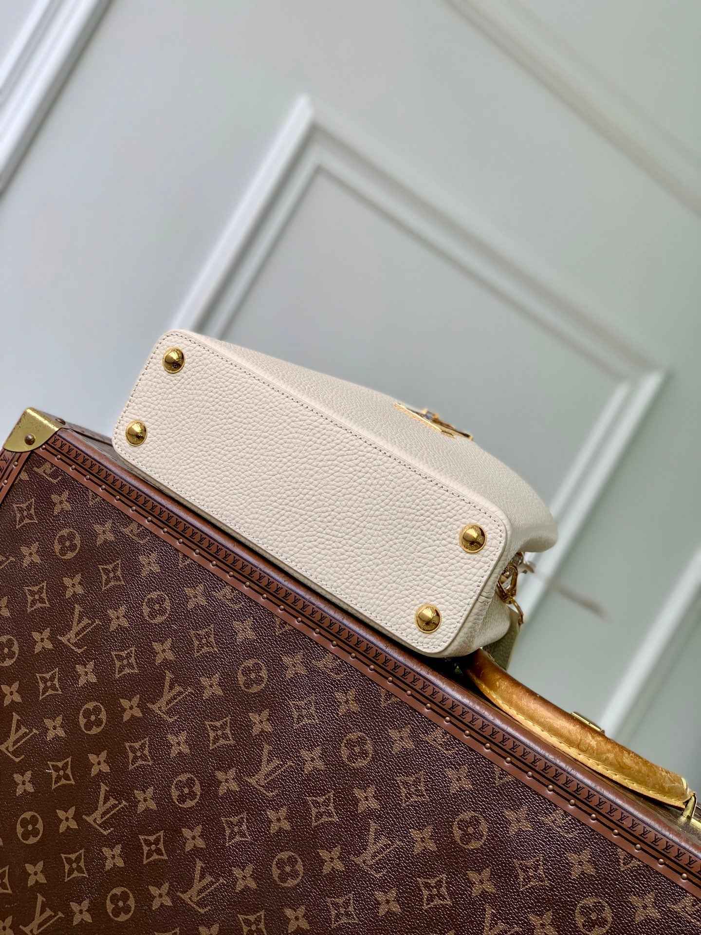 Louis Vuitton Capucines BB Bag, N89369 In Beige Taurillon Leather