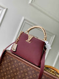 Louis Vuitton Capucines BB Bag, N89369 In Dark Red Taurillon Leather