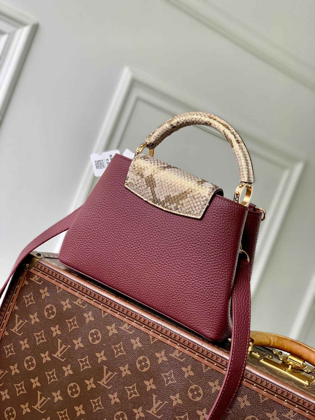 Louis Vuitton Capucines BB Bag, N89369 In Dark Red Taurillon Leather