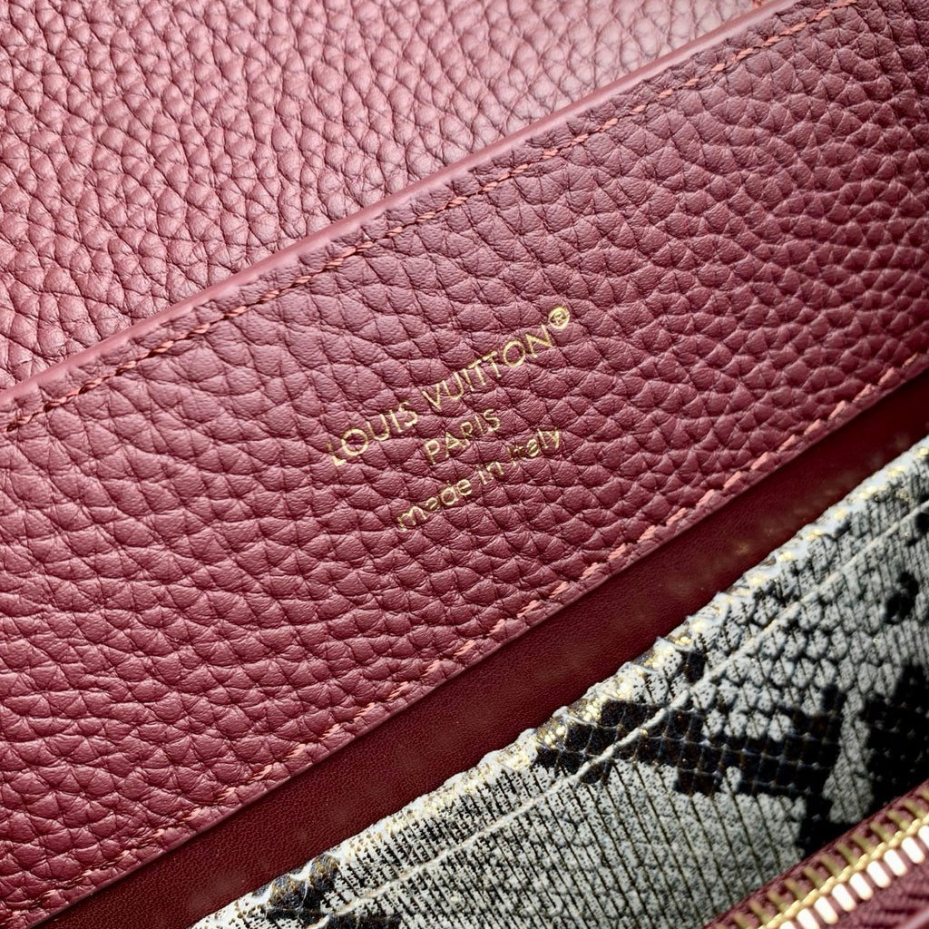 Louis Vuitton Capucines BB Bag, N89369 In Dark Red Taurillon Leather