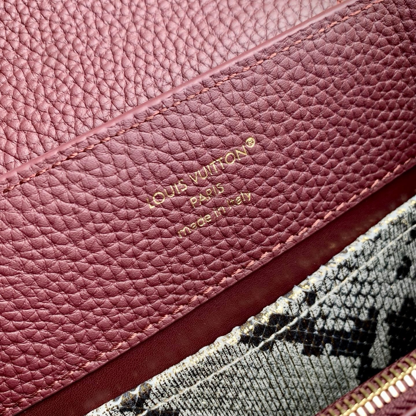 Louis Vuitton Capucines BB Bag, N89369 In Dark Red Taurillon Leather