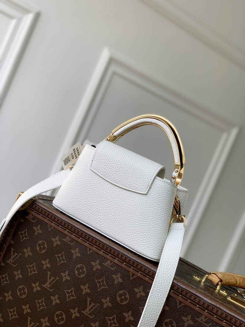 Louis Vuitton Capucines East-West Mini, M26345 In White Taurillon Leather