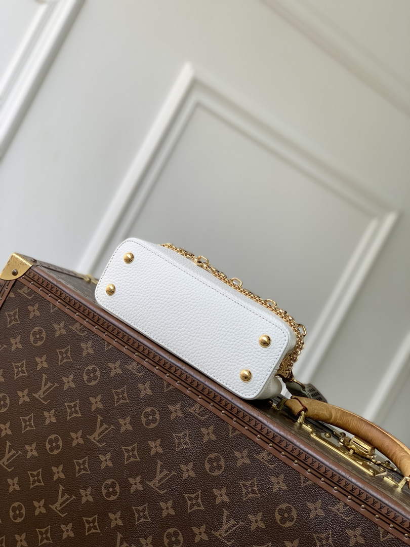 Louis Vuitton Capucines East-West Mini, M26345 In White Taurillon Leather