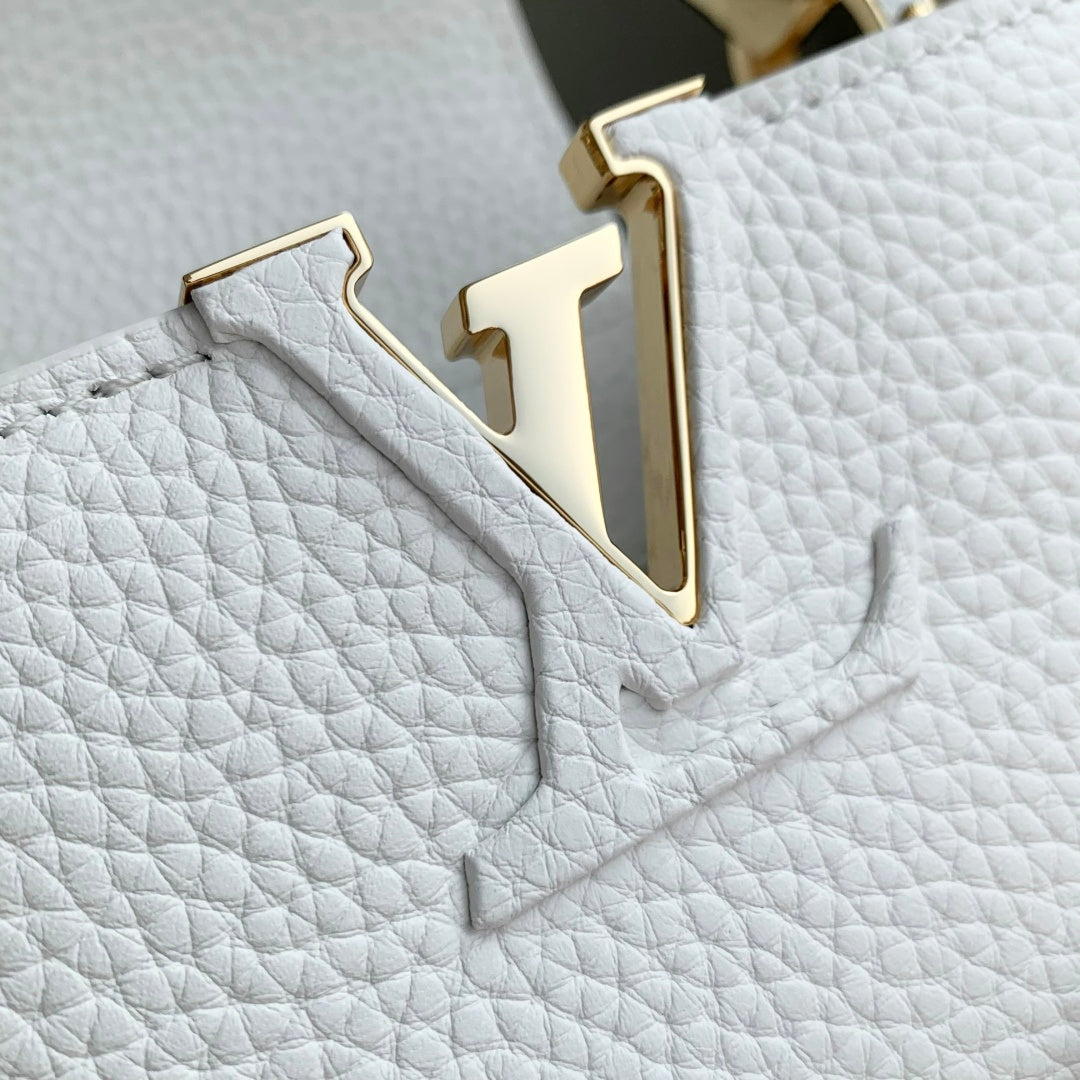 Louis Vuitton Capucines East-West Mini, M26345 In White Taurillon Leather