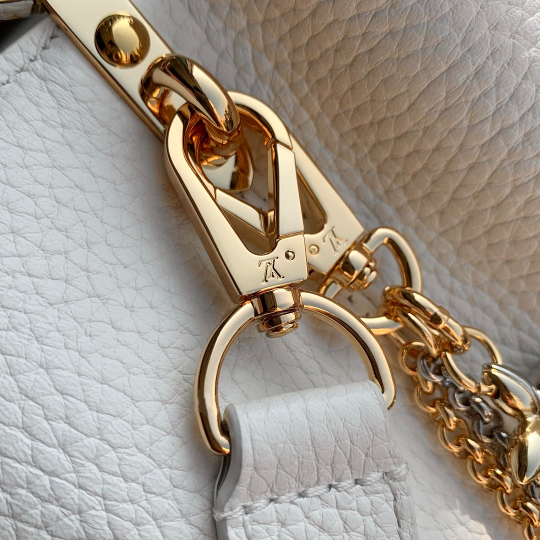 Louis Vuitton Capucines East-West Mini, M26345 In White Taurillon Leather