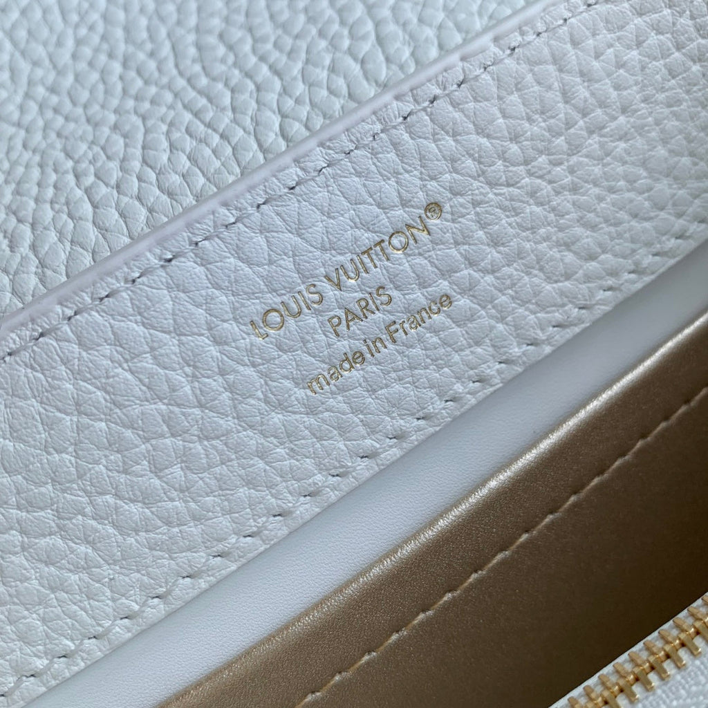 Louis Vuitton Capucines East-West Mini, M26345 In White Taurillon Leather