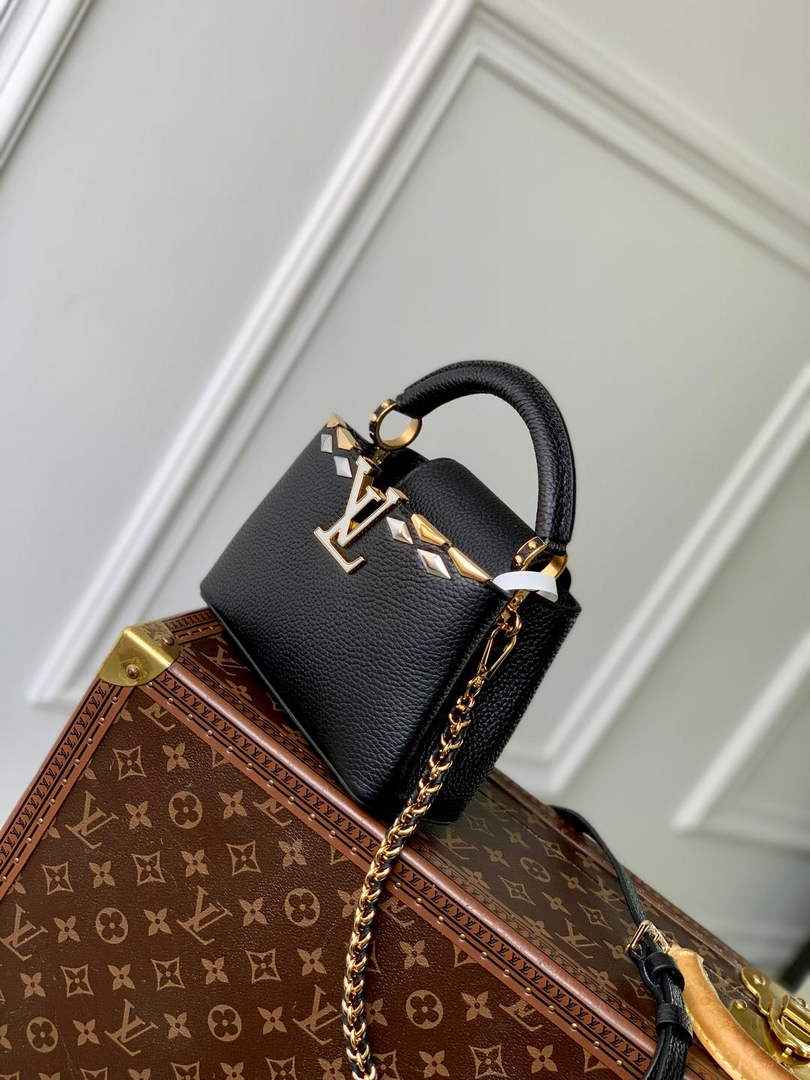 Louis Vuitton Capucines Mini Bag, M12751 In Black Taurillon Leather
