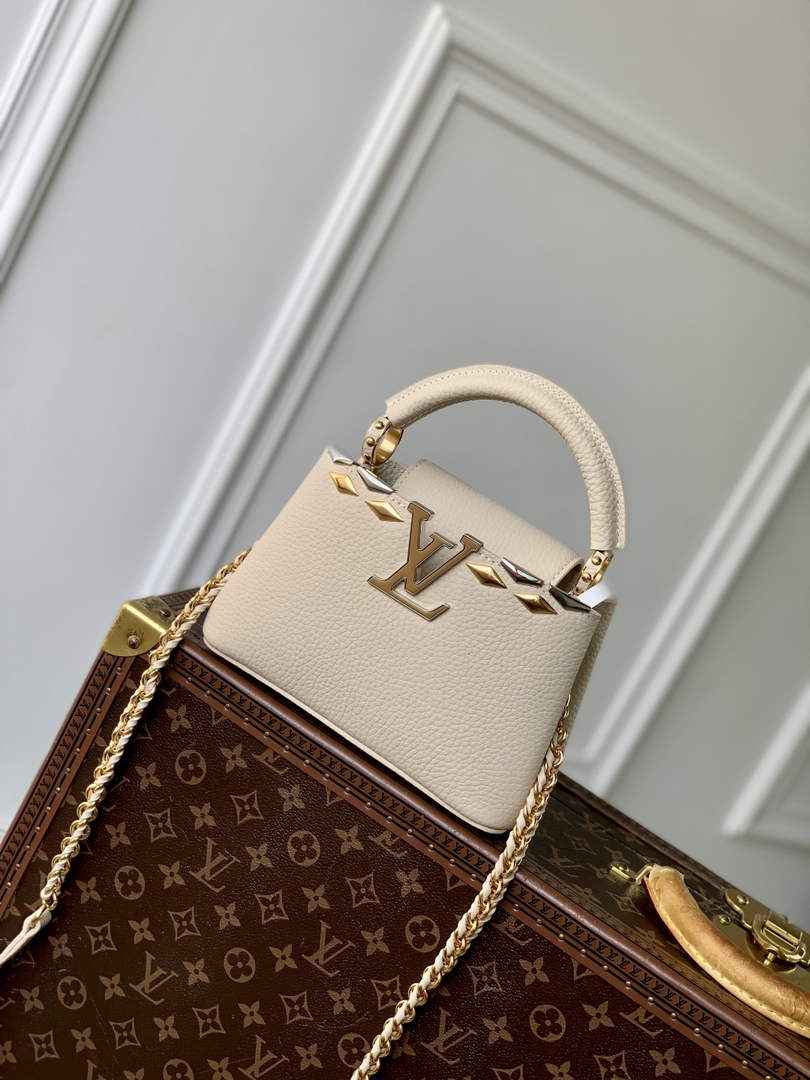Louis Vuitton Capucines Mini Bag, M12751 In Beige Taurillon Leather