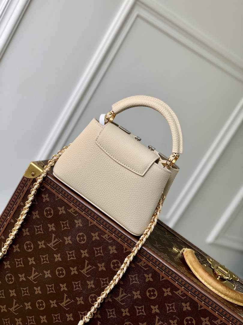 Louis Vuitton Capucines Mini Bag, M12751 In Beige Taurillon Leather