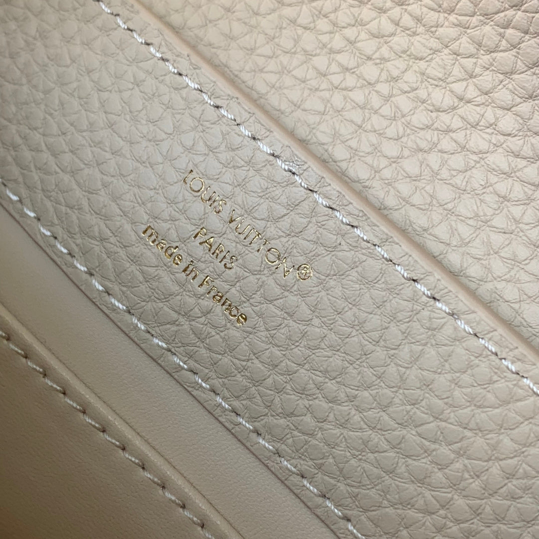 Louis Vuitton Capucines Mini Bag, M12751 In Beige Taurillon Leather