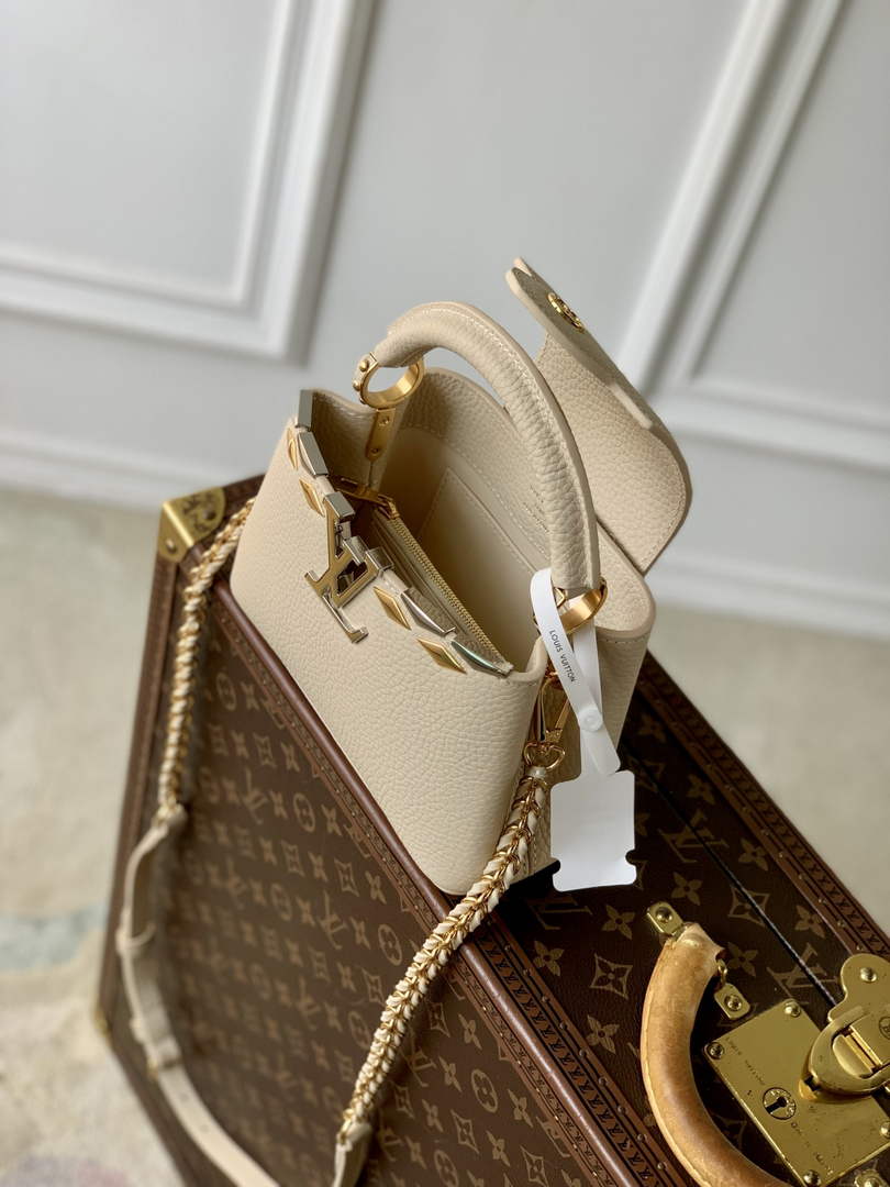 Louis Vuitton Capucines Mini Bag, M12751 In Beige Taurillon Leather
