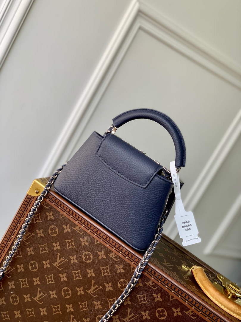 Louis Vuitton Capucines Mini Bag, M12751 In Blue Taurillon Leather