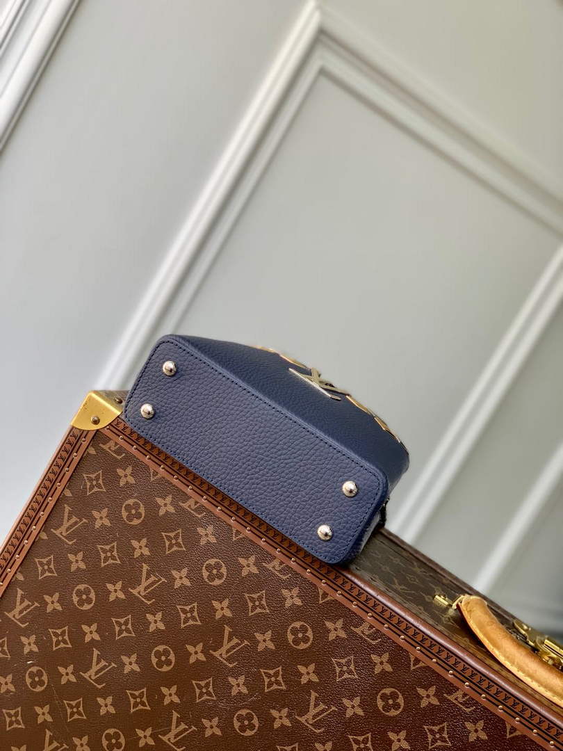 Louis Vuitton Capucines Mini Bag, M12751 In Blue Taurillon Leather