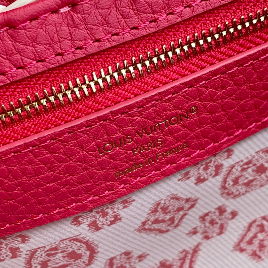 Louis Vuitton Capucines Mini Bag, M26005 Pink Rattan and cowhide leather