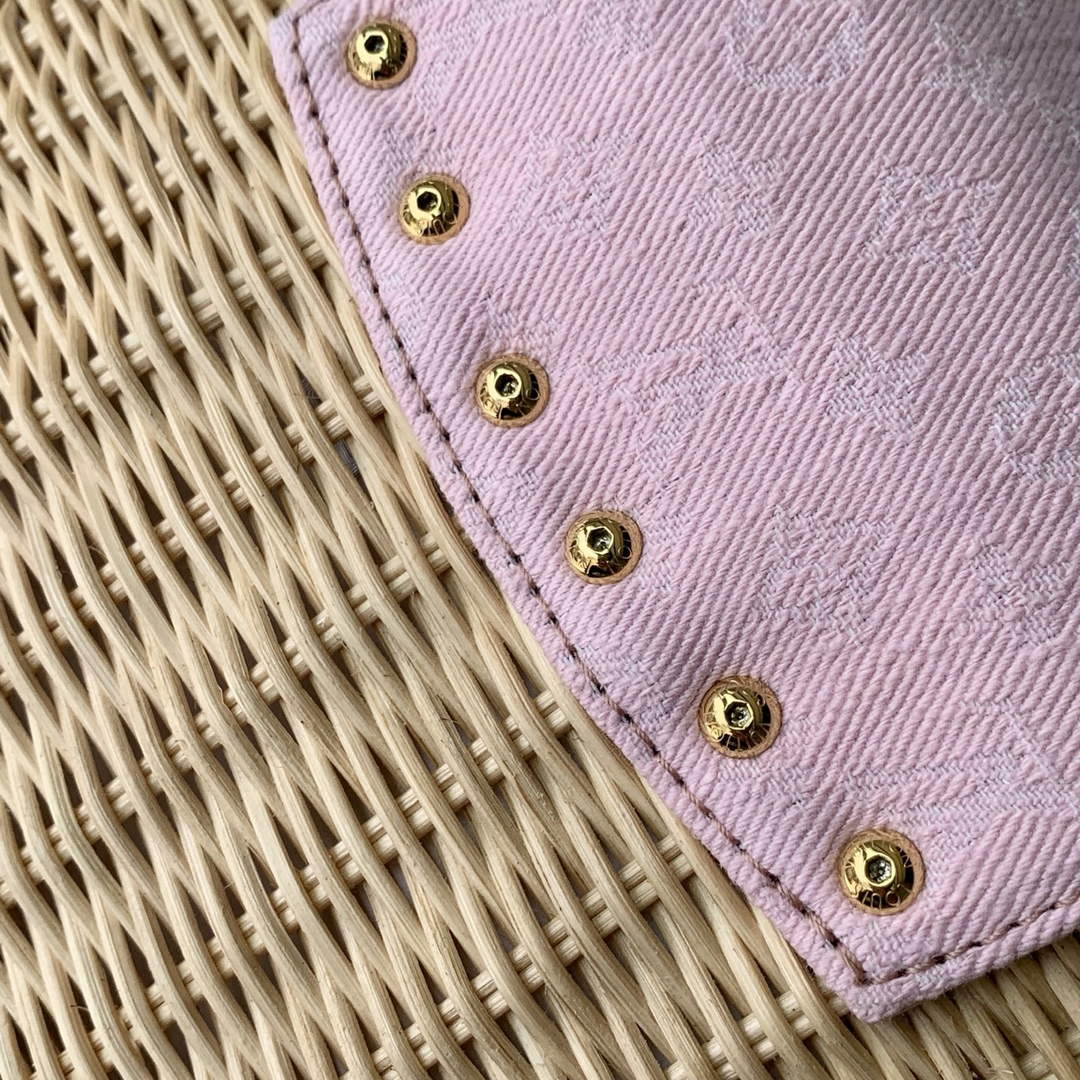 Louis Vuitton Capucines BB Bag, M26025 Washed Pink Rattan and denim