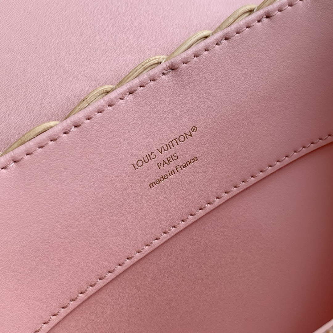 Louis Vuitton Capucines BB Bag, M26025 Washed Pink Rattan and denim