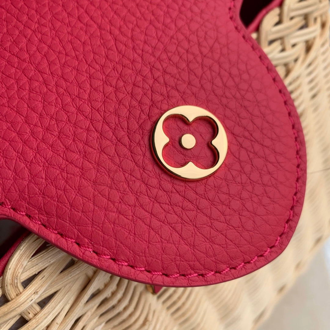 Louis Vuitton Capucines BB Bag, M26025 Plum Rattan and cowhide leather