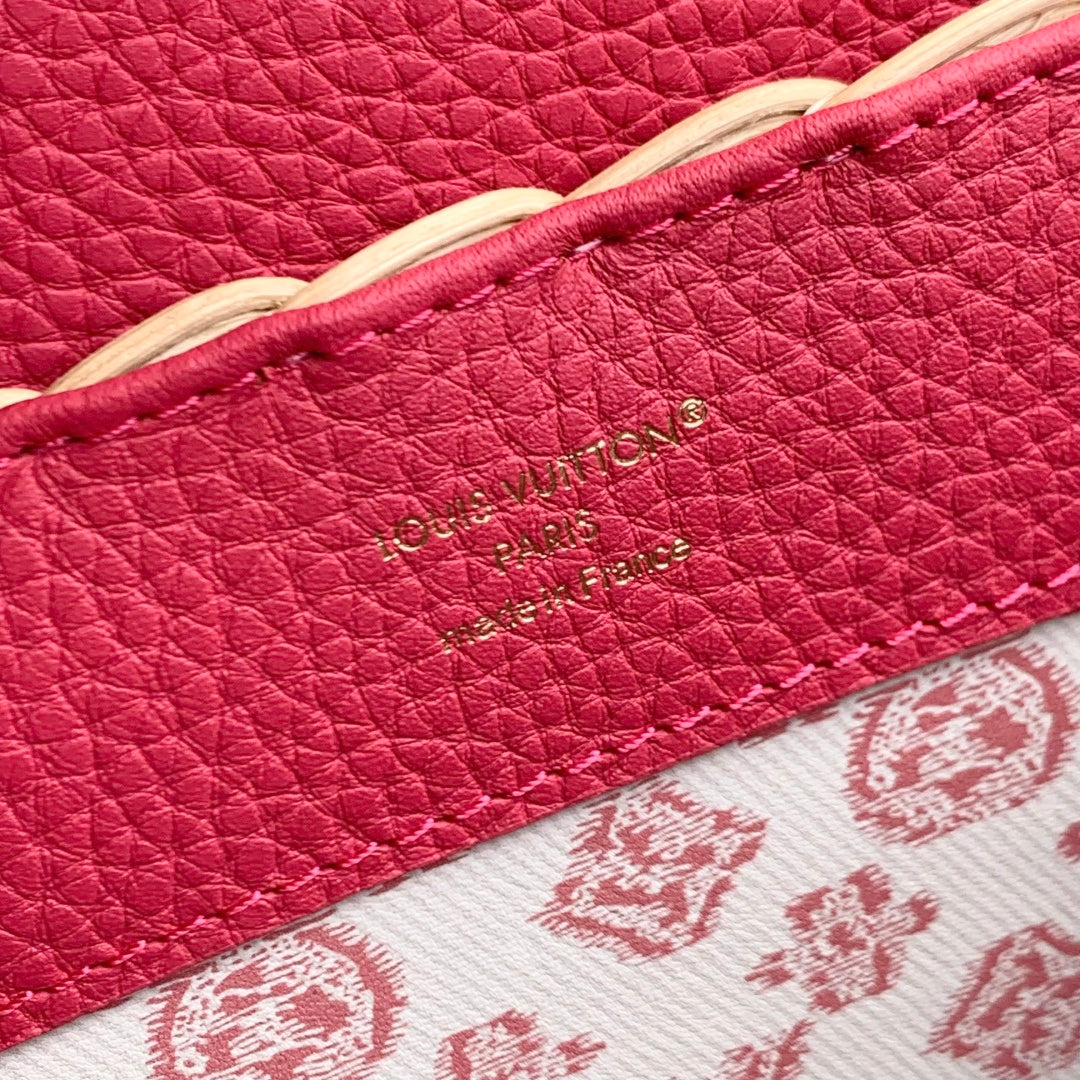 Louis Vuitton Capucines BB Bag, M26025 Plum Rattan and cowhide leather