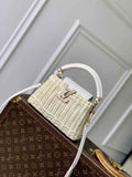 Louis Vuitton Capucines Mini Bag, M26004 White Rattan and cowhide leather