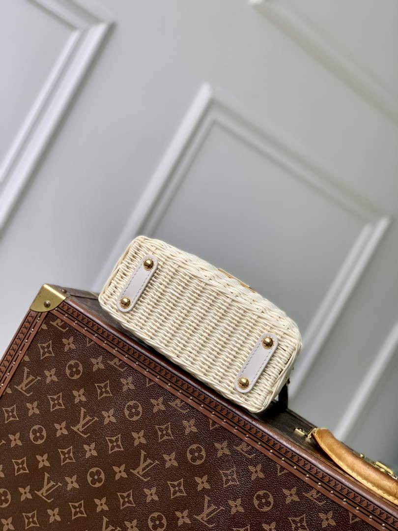Louis Vuitton Capucines Mini Bag, M26004 White Rattan and cowhide leather