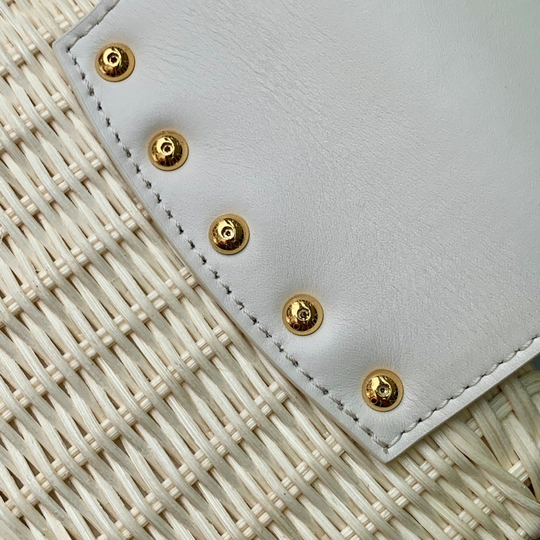 Louis Vuitton Capucines Mini Bag, M26004 White Rattan and cowhide leather