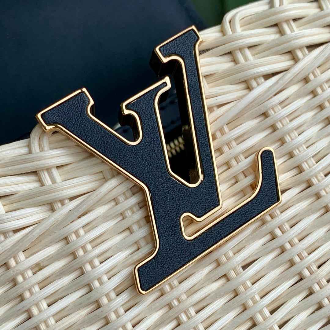 Louis Vuitton Capucines Mini Bag, M26003 Black Rattan and cowhide leather