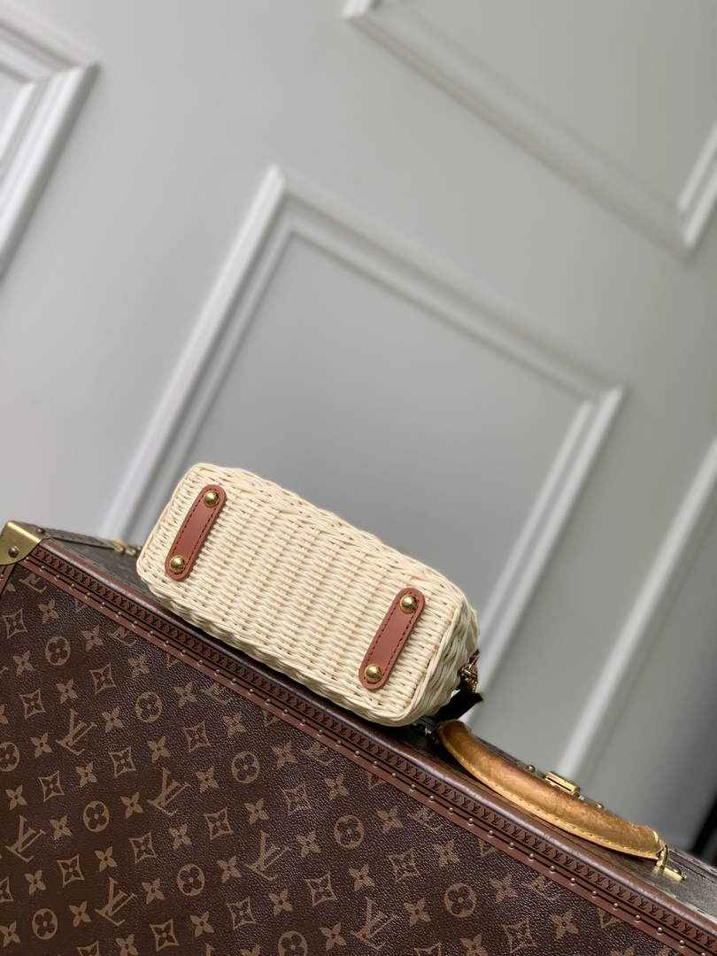 Louis Vuitton Capucines Mini Bag, M14365 Brown Rattan and cowhide leather