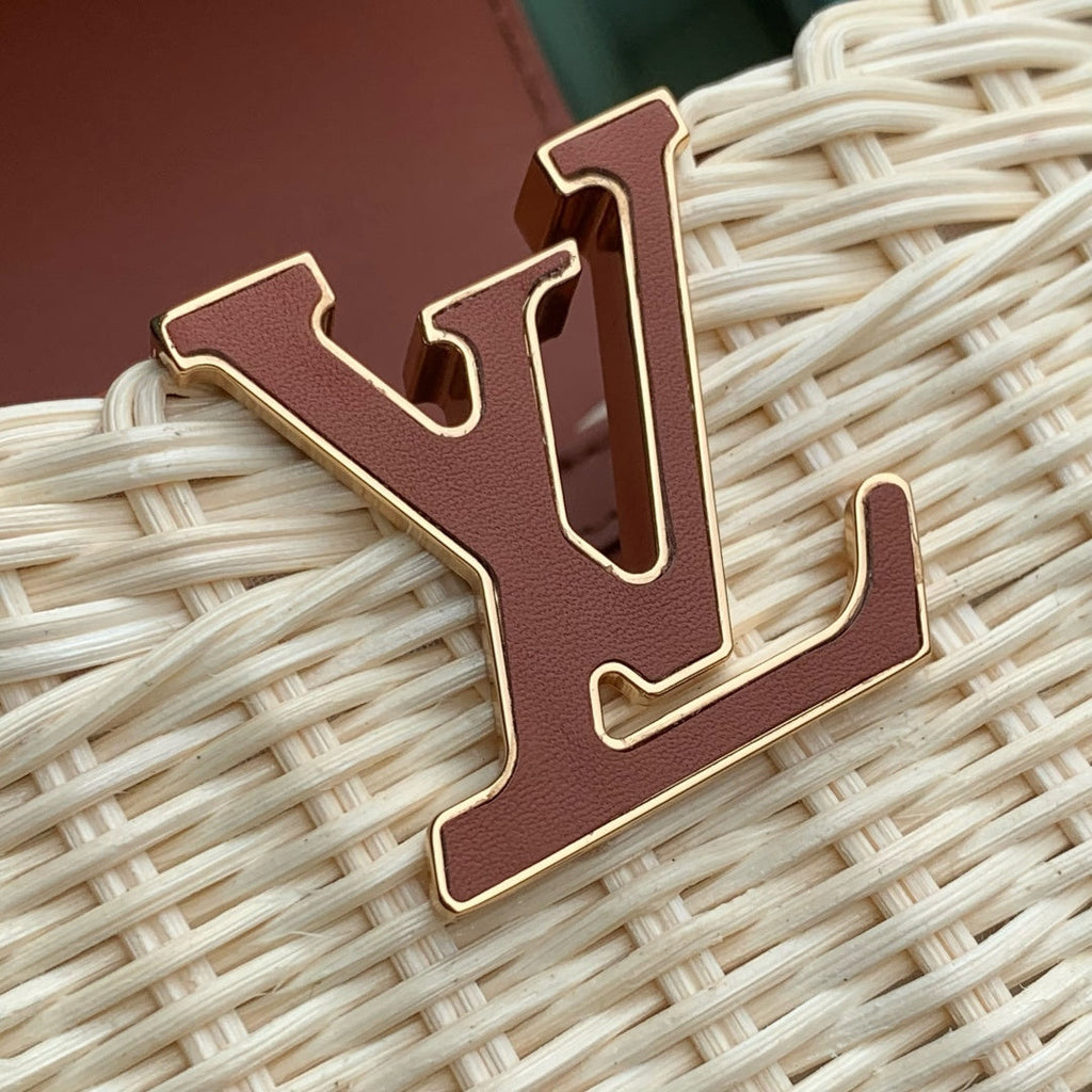 Louis Vuitton Capucines Mini Bag, M14365 Brown Rattan and cowhide leather