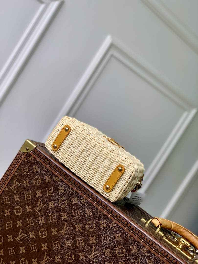 Louis Vuitton Capucines Mini Bag, M14365 Yellow Rattan and cowhide leather