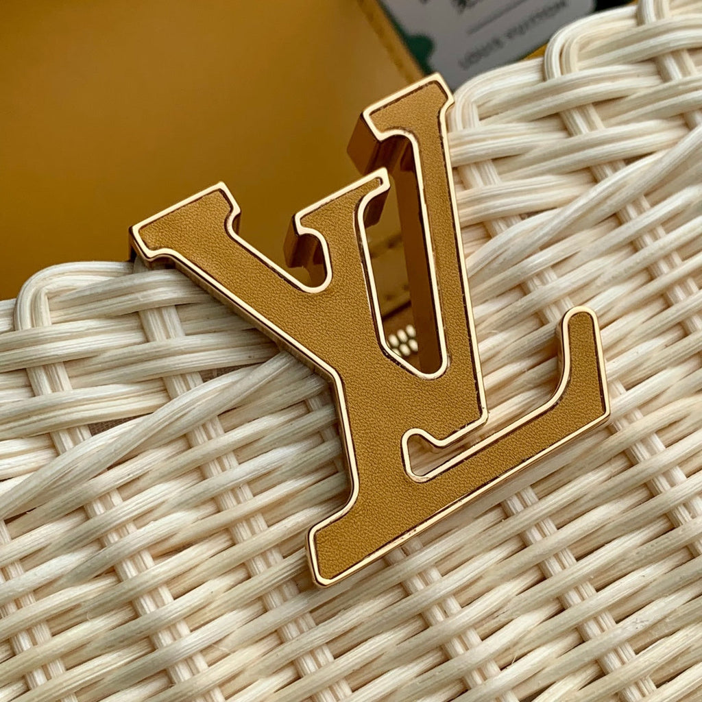 Louis Vuitton Capucines Mini Bag, M14365 Yellow Rattan and cowhide leather
