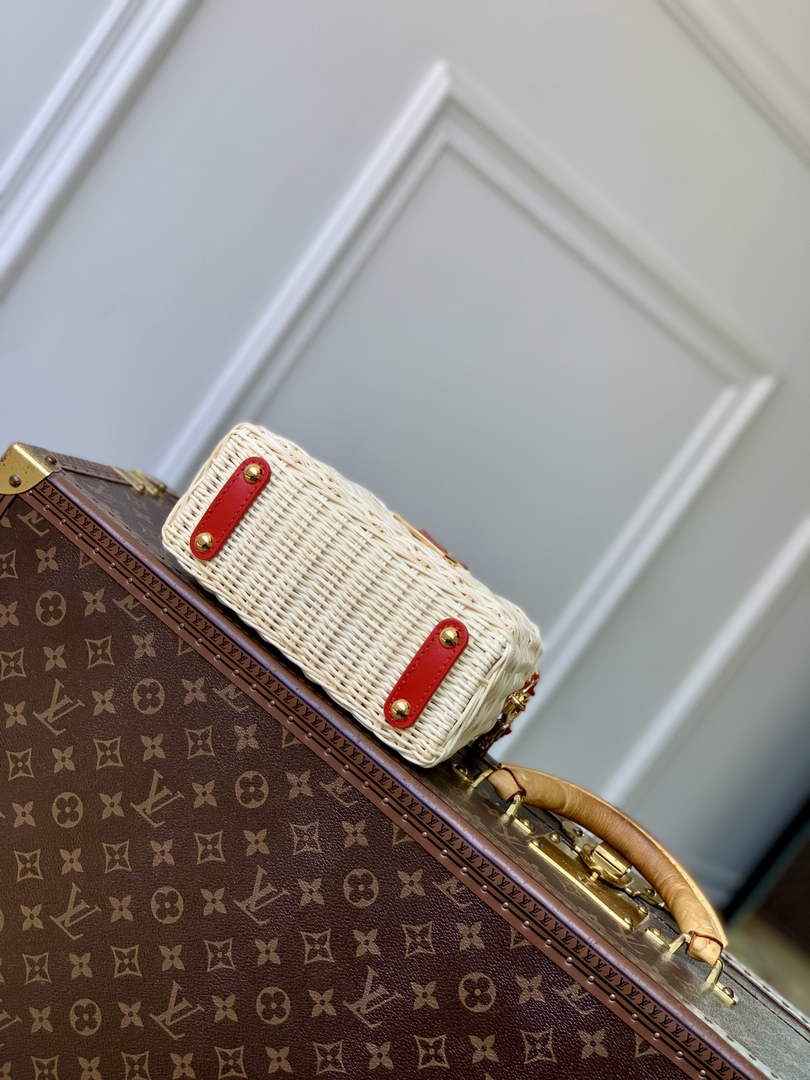 Louis Vuitton Capucines Mini Bag, M14295 Washed Blue Rattan and denim