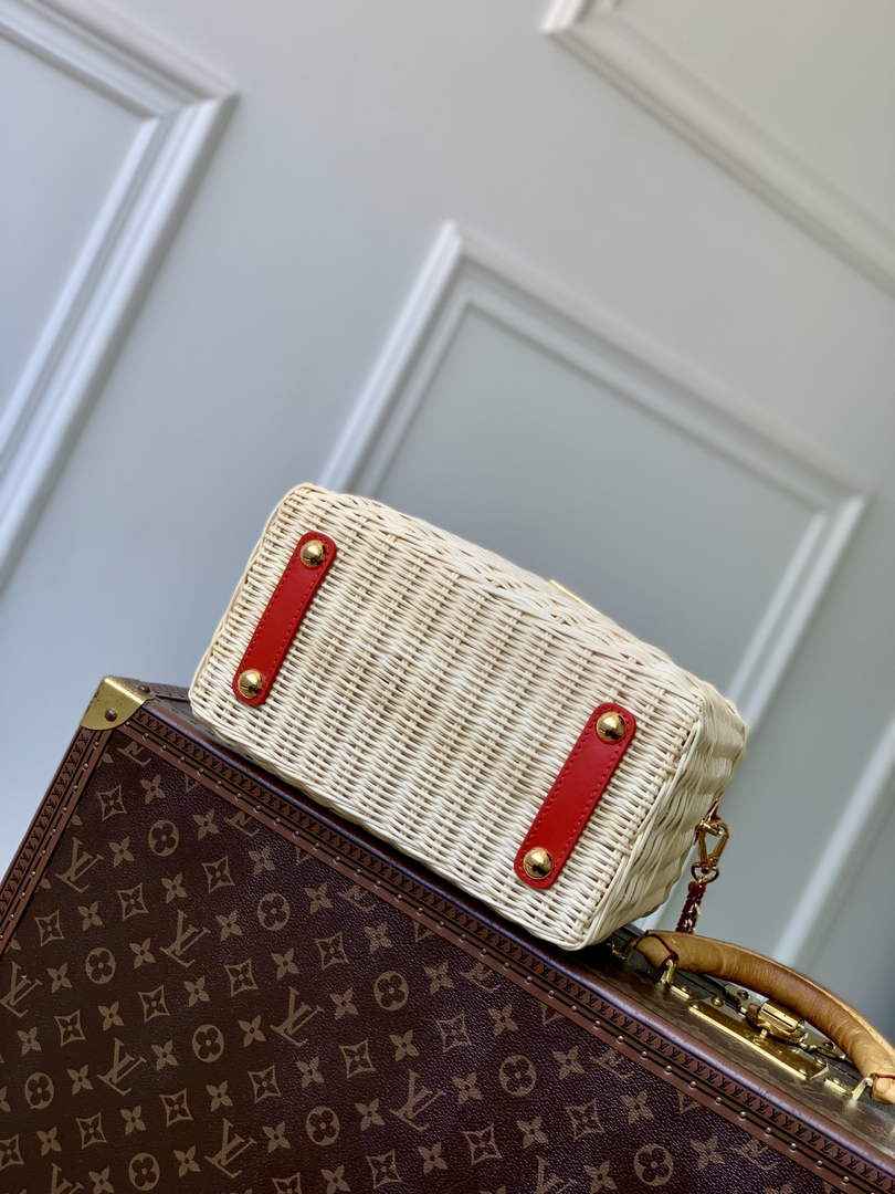 Louis Vuitton Capucines BB Bag, M26025 Washed Blue Rattan and denim