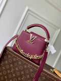 Louis Vuitton Capucines Mini Bag, M26507 In Dark Red Taurillon Leather