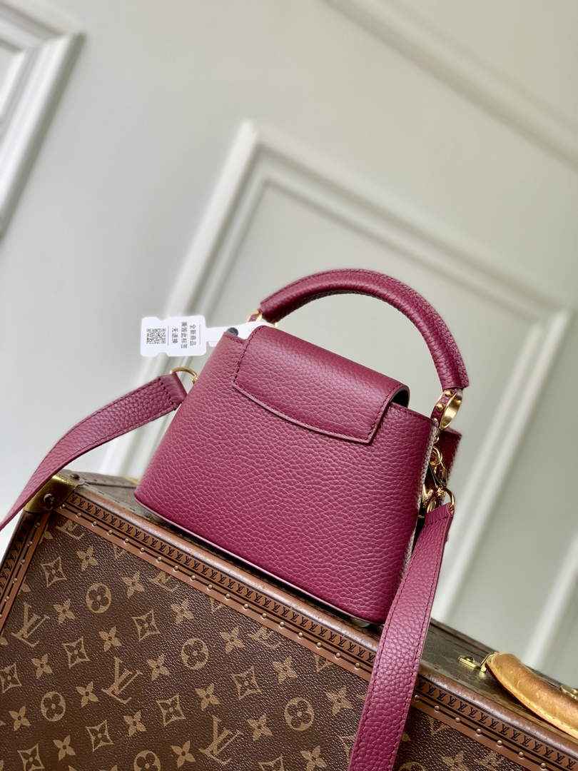 Louis Vuitton Capucines Mini Bag, M26507 In Dark Red Taurillon Leather