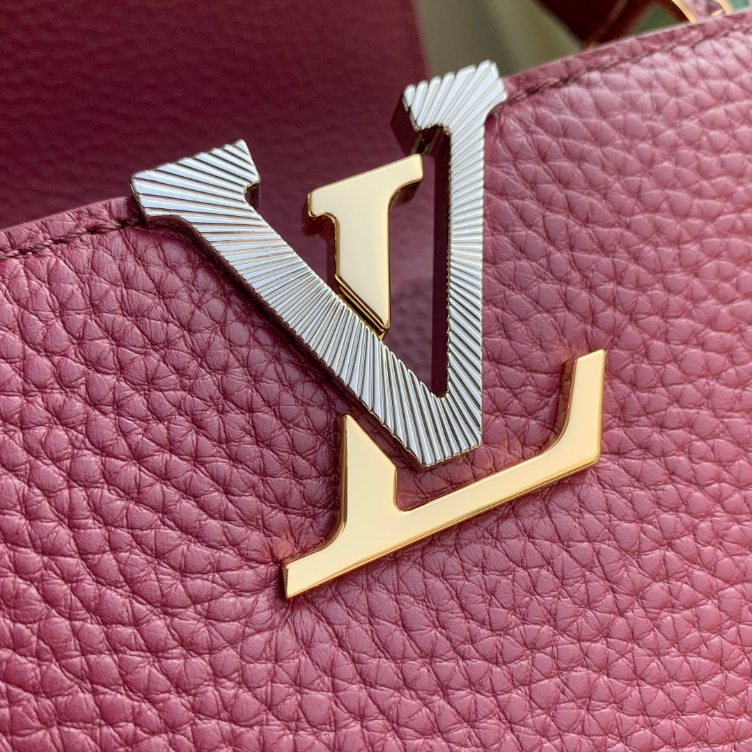 Louis Vuitton Capucines Mini Bag, M26507 In Dark Red Taurillon Leather
