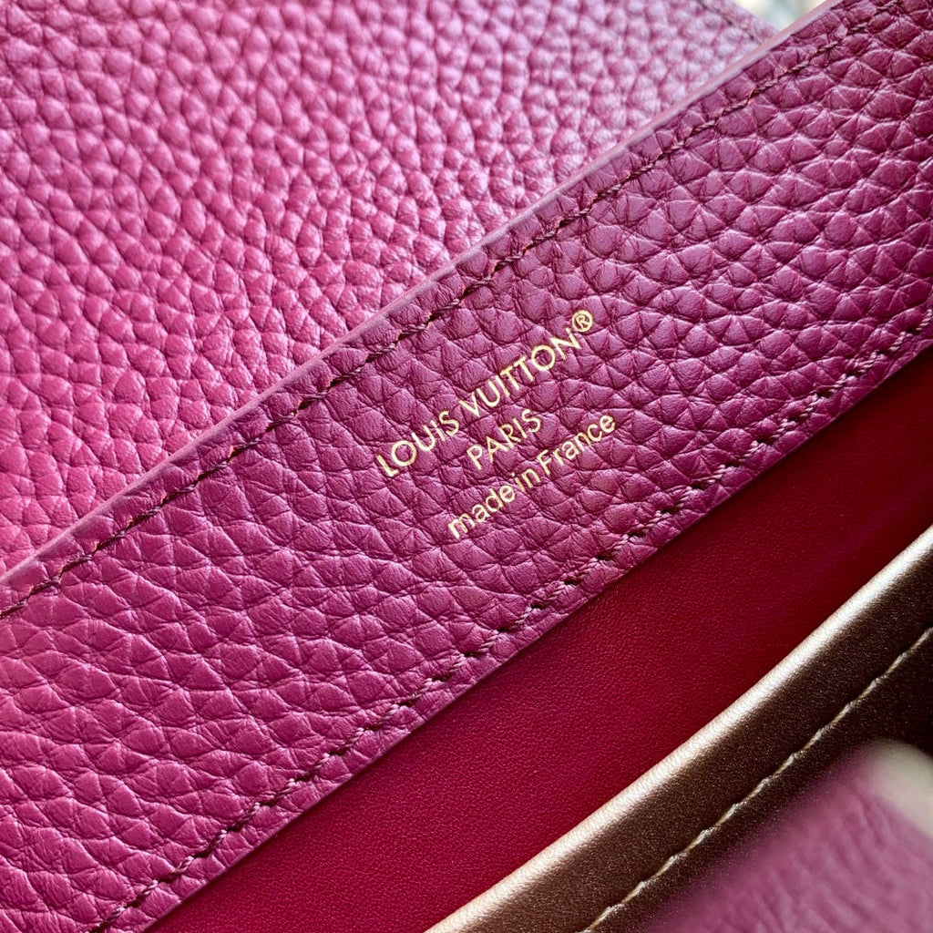 Louis Vuitton Capucines Mini Bag, M26507 In Dark Red Taurillon Leather