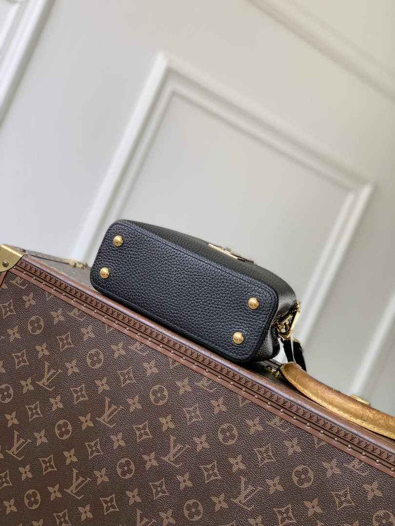 Louis Vuitton Capucines Mini Bag, M26351 In Black Taurillon Leather Gold