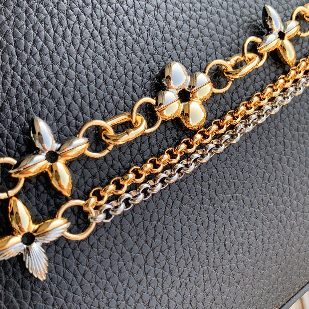 Louis Vuitton Capucines Mini Bag, M26351 In Black Taurillon Leather Gold