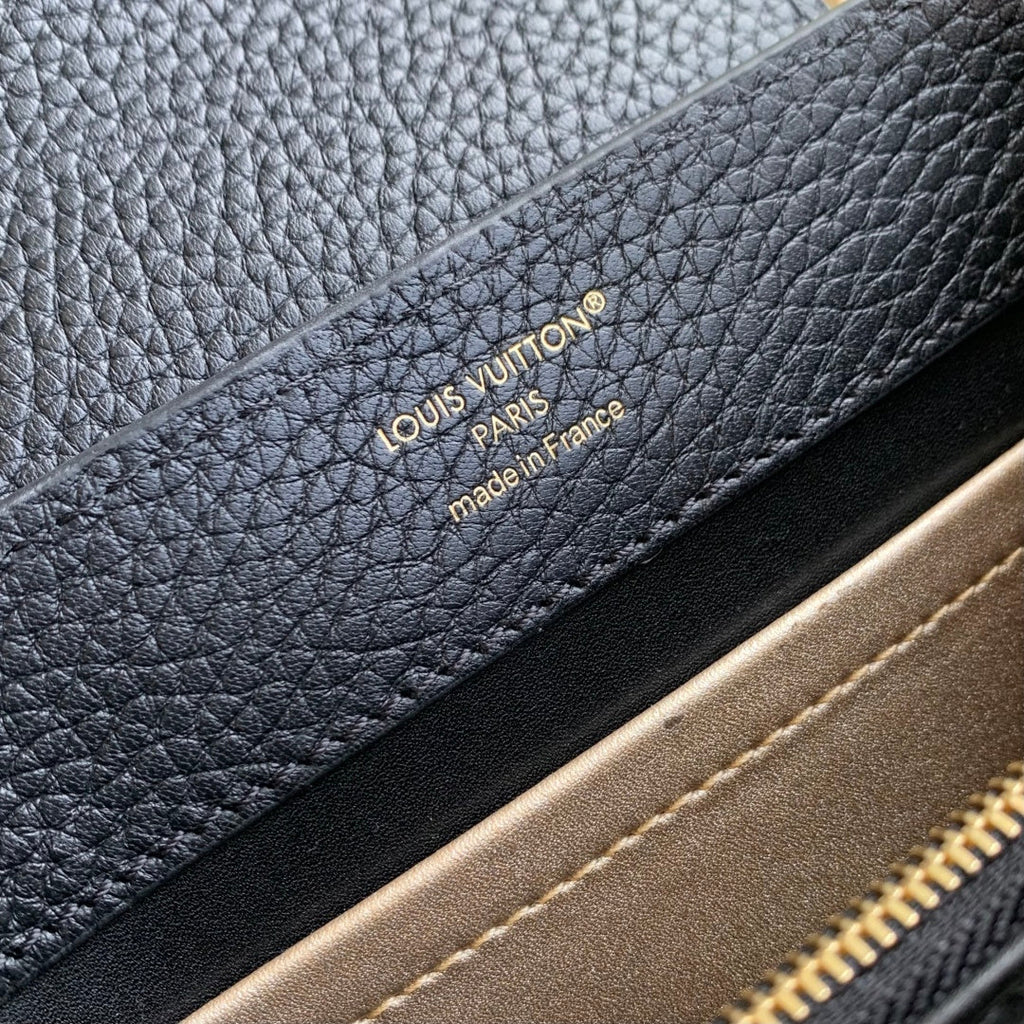 Louis Vuitton Capucines Mini Bag, M26351 In Black Taurillon Leather Gold