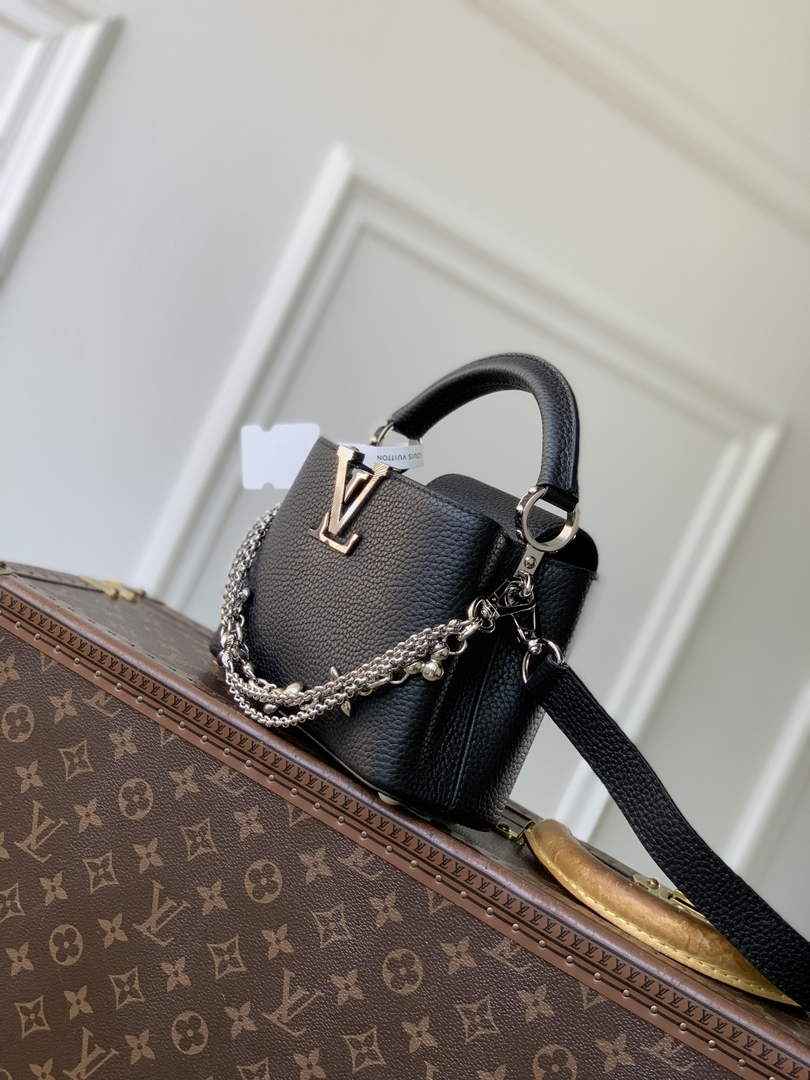 Louis Vuitton Capucines Mini Bag, M26351 In Black Taurillon Leather