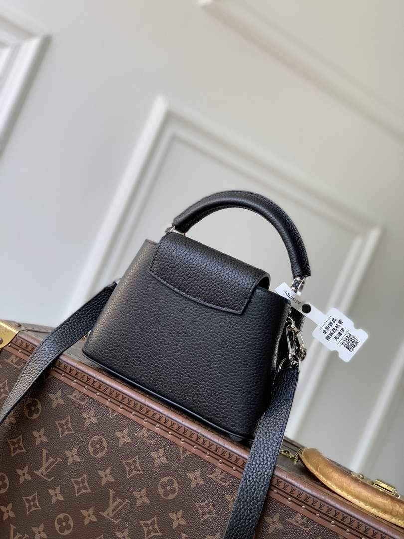Louis Vuitton Capucines Mini Bag, M26351 In Black Taurillon Leather
