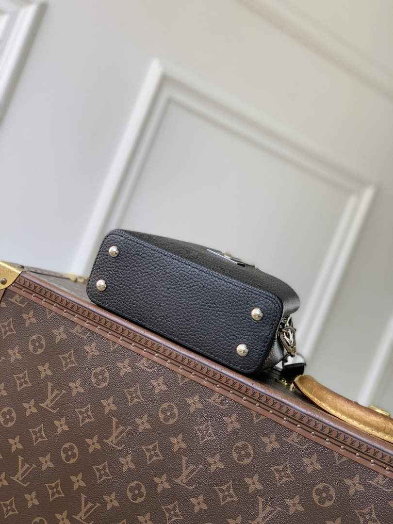 Louis Vuitton Capucines Mini Bag, M26351 In Black Taurillon Leather